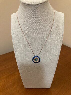 Sterling Silver Turquoise CZ Geometric Pendant Necklace 16"